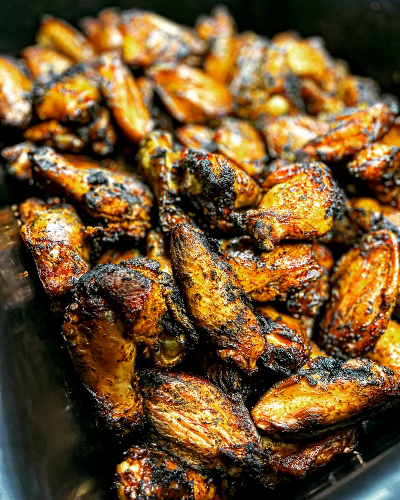 A tray of smoked chicken wings